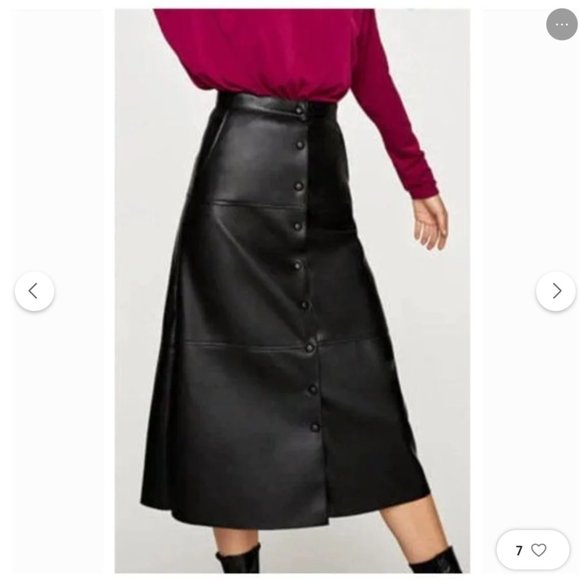 Zara Faux Leather Midi Skirt High Waist With Buttons - Picture 2 of 2